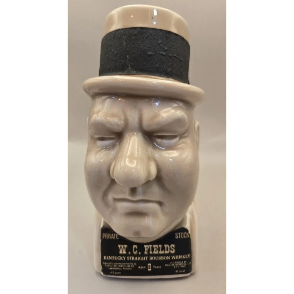 Vintage WC Fields  Kentucky‎ Straight Bourbon Whiskey Decanter Labled, 86 Proof